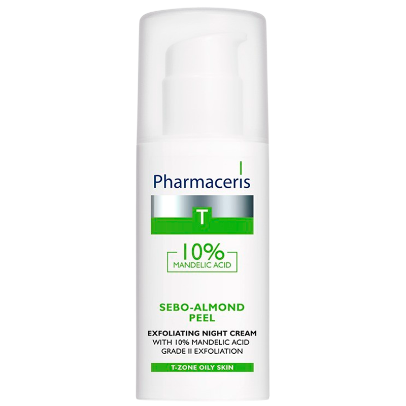 Se Pharmaceris T Sebo-Almond Peel Eksfolierende natcreme 10 % mandelsyre 2 etaper af eksfoliering, 50ml hos Well.dk