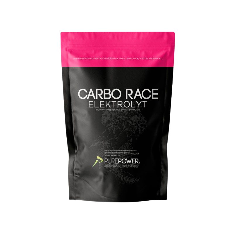 Se PurePower Carbo Race Elektrolyt - Energidrik - Hindbær - 1,0 kg hos Well.dk