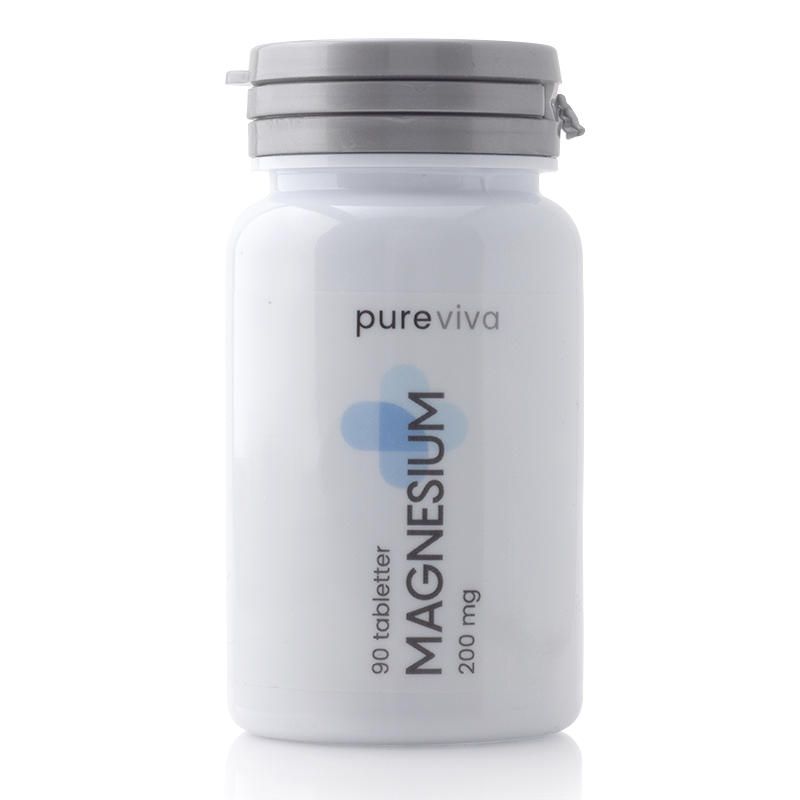 Se Pureviva Magnesium 200 mg (90 tabletter) hos Well.dk