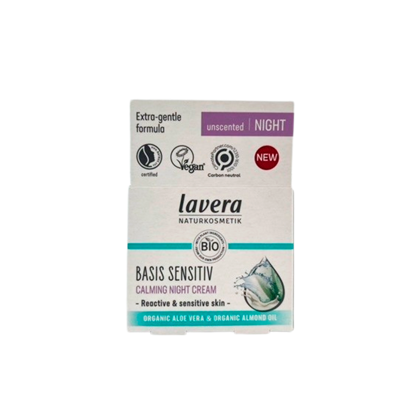 Se Lavera Regenerating Night Cream Aloe Vera & Almond Oil Basis Sensitiv, 50ml hos Well.dk