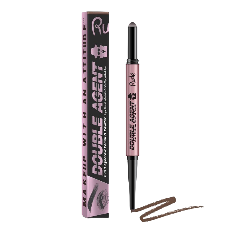 Se RUDE Cosmetics Double Agent 2-in-1 Eyebrow Pencil & Powder Neutral Brown (1 stk) hos Well.dk