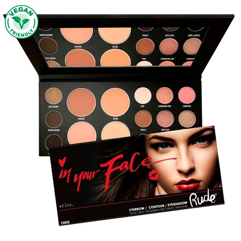 RUDE Cosmetics In Your Face 3-In-1 Palette Brows, Eyes, Face (1 stk)