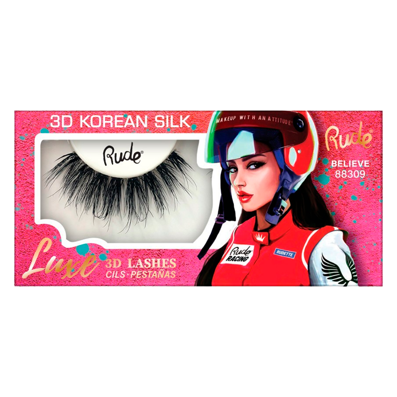 Se RUDE Cosmetics Luxe 3D Lashes Korean Silk Believe (1 stk) hos Well.dk