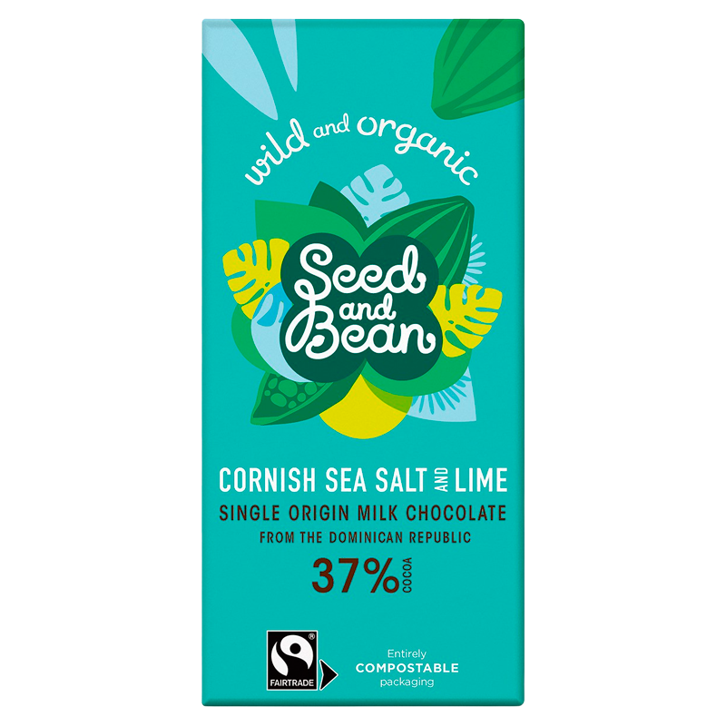 Seed & Bean Mælke Chokolade 37% Cornish Sea Salt & Lime Ø (75 g)