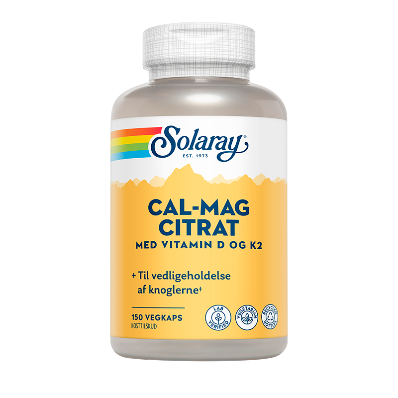 Billede af Solaray Cal-Mag Citrat Med Vitamin D og K2 (150 kap) hos Well.dk