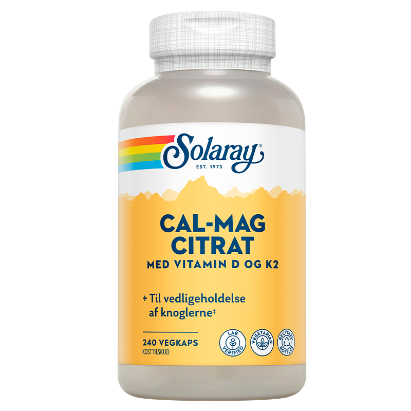 Billede af Solaray Cal-Mag Citrat Med Vitamin D & K2 (240 kapsler) hos Well.dk