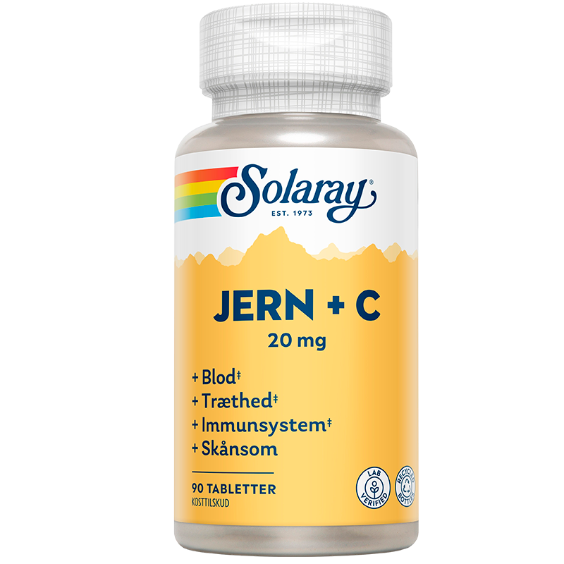 Se Solaray Jern + C - 90 tabletter hos Well.dk