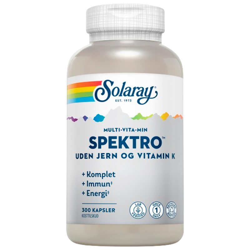 Billede af Solaray Spektro Multi-Vita-Min uden jern og vitamin K (300 kapsler)