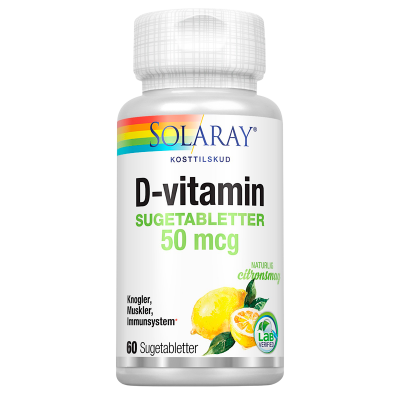Se Solaray Vitamin D 50 mcg (60 sugetabl.) hos Well.dk