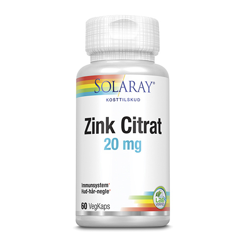 Billede af Solaray Zink Citrat 20 mg (60 kapsler)
