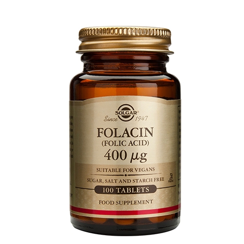 Se Solgar Folinsyre (Folacin) 400 mcg (100 tabletter) hos Well.dk