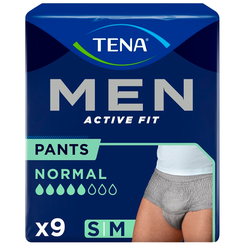 Billede af Tena Men Active Fit Grey S/M Pants (9 stk)
