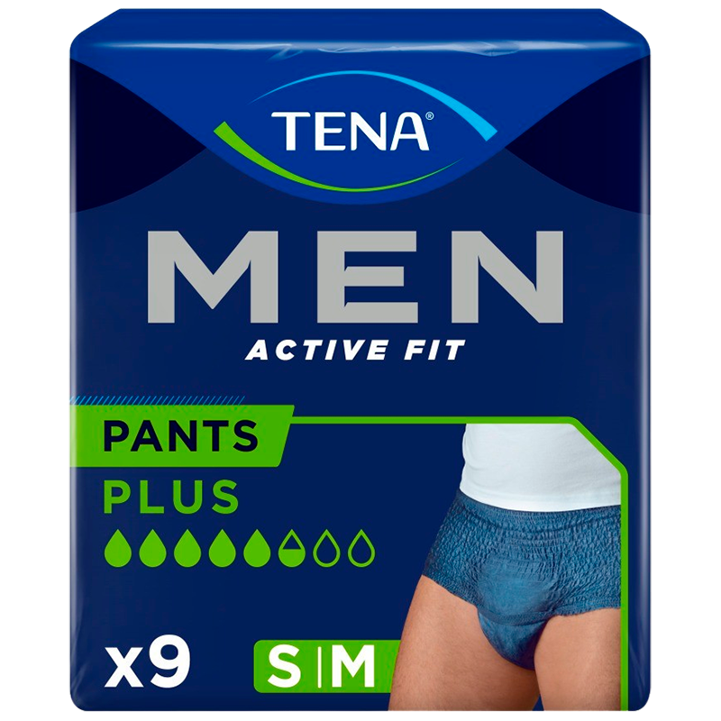 Billede af Tena Men Active Fit Navy S/M Pants (9 stk)