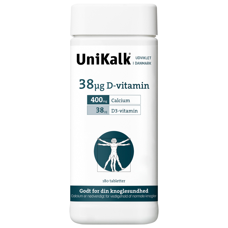 Billede af UniKalk D-vitamin 38 µg (180 stk) hos Well.dk