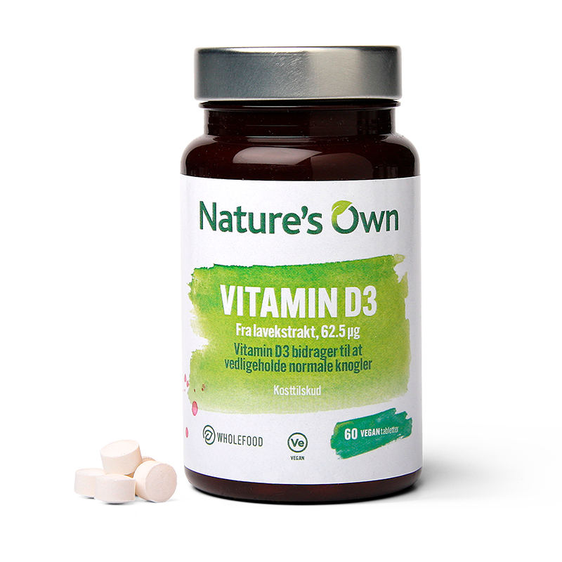 Se Natures Own Vitamin D3 Vegansk fra Lavekstrakt (60 tabl) hos Well.dk