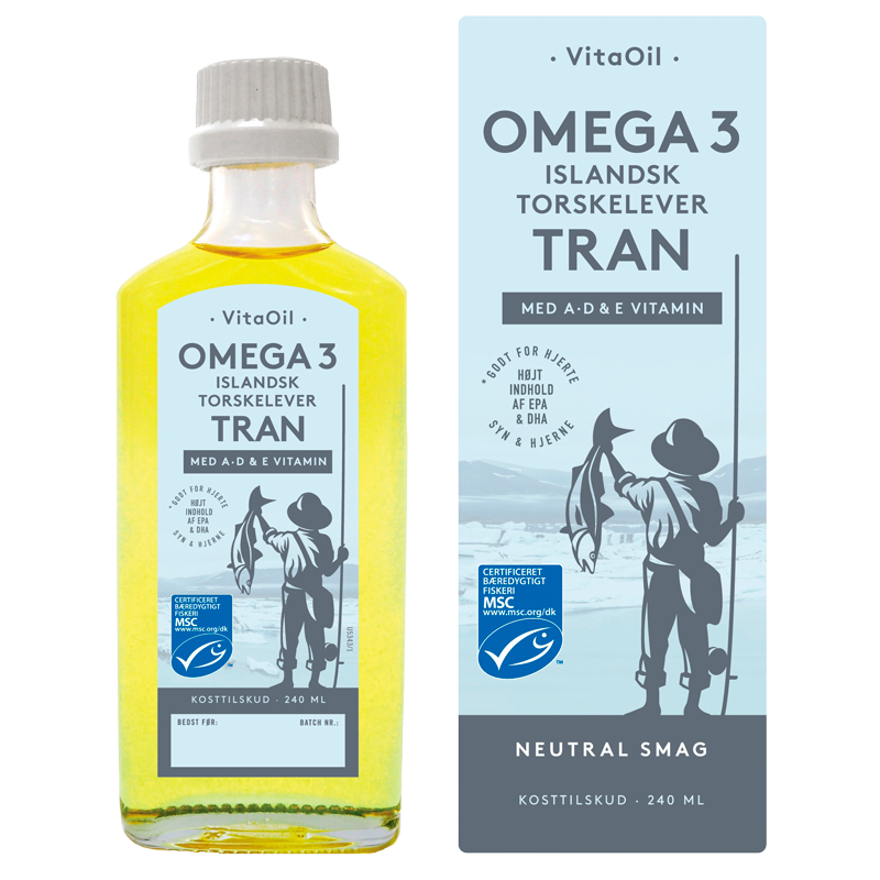 VitaOil Omega-3 Islandsk Torskelevertran (240 ml)