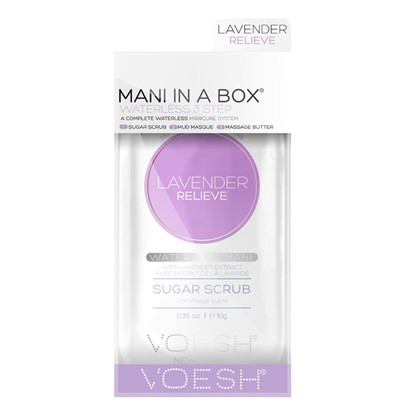 Se VOESH Mani In A Box Waterless 3 Step Manicure Lavender Relieve (1 stk) hos Well.dk