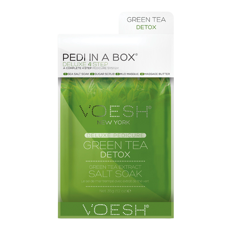 Se VOESH Pedi In A Box Deluxe 4 Step Pedicure Green Tea Detox (1 stk) hos Well.dk