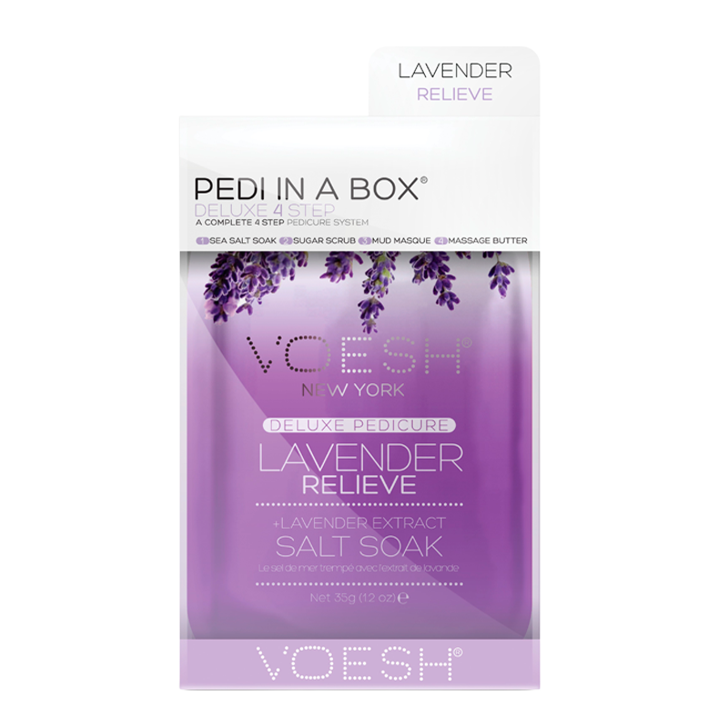 VOESH_1 VOESH Pedi In A Box Deluxe 4 Step Pedicure Lavender Relieve (1 stk)